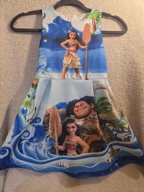 Girls Blue Moana Print Casual Dress